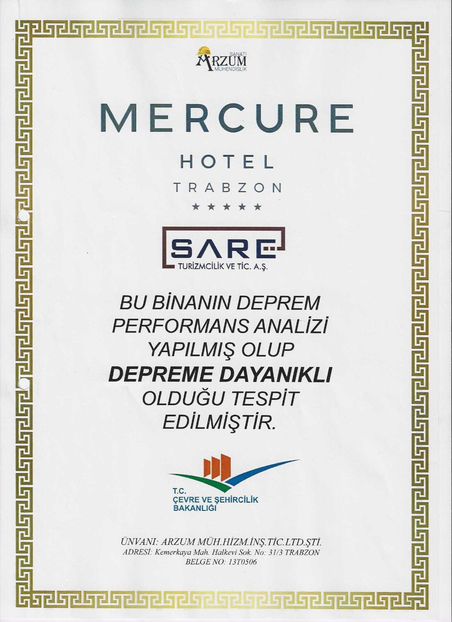 Mercure Trabzon Hotel Buitenkant foto Earthquake resistant building certificate